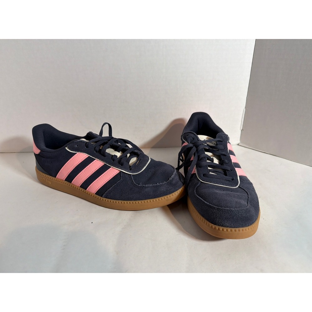 Adidas VL Court 2.0 Navy Blue Pink Suede Gum Sole Sneakers Womens 10